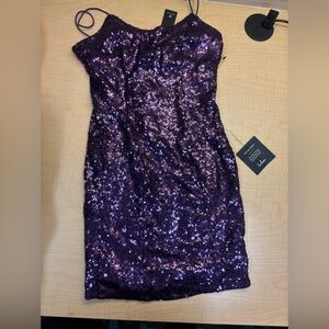 Lulu's Sparkling Strapless Dress in Deep Purple